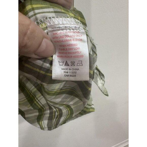 Apple Bottoms Women Green Plaid Button Up Western Shirt Long Roll Tap Sleeve 3XL - Picture 10 of 15